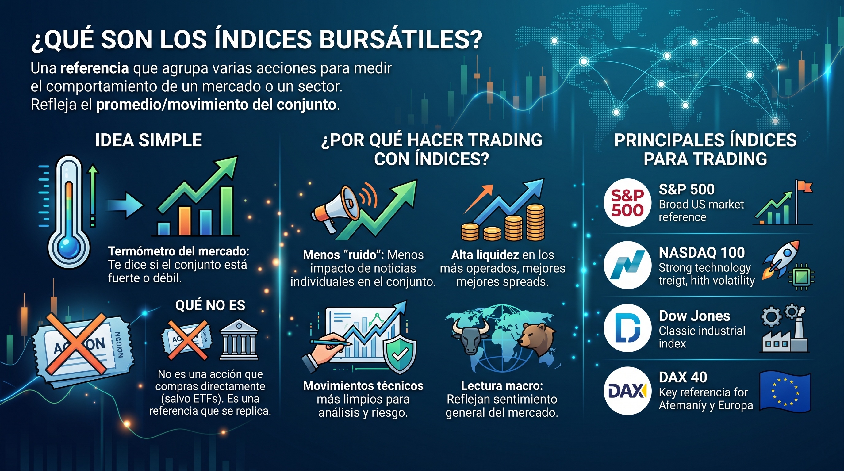 Trading de índices bursátiles: S&P 500, Nasdaq, DAX - Dashboard con cotizaciones en tiempo real