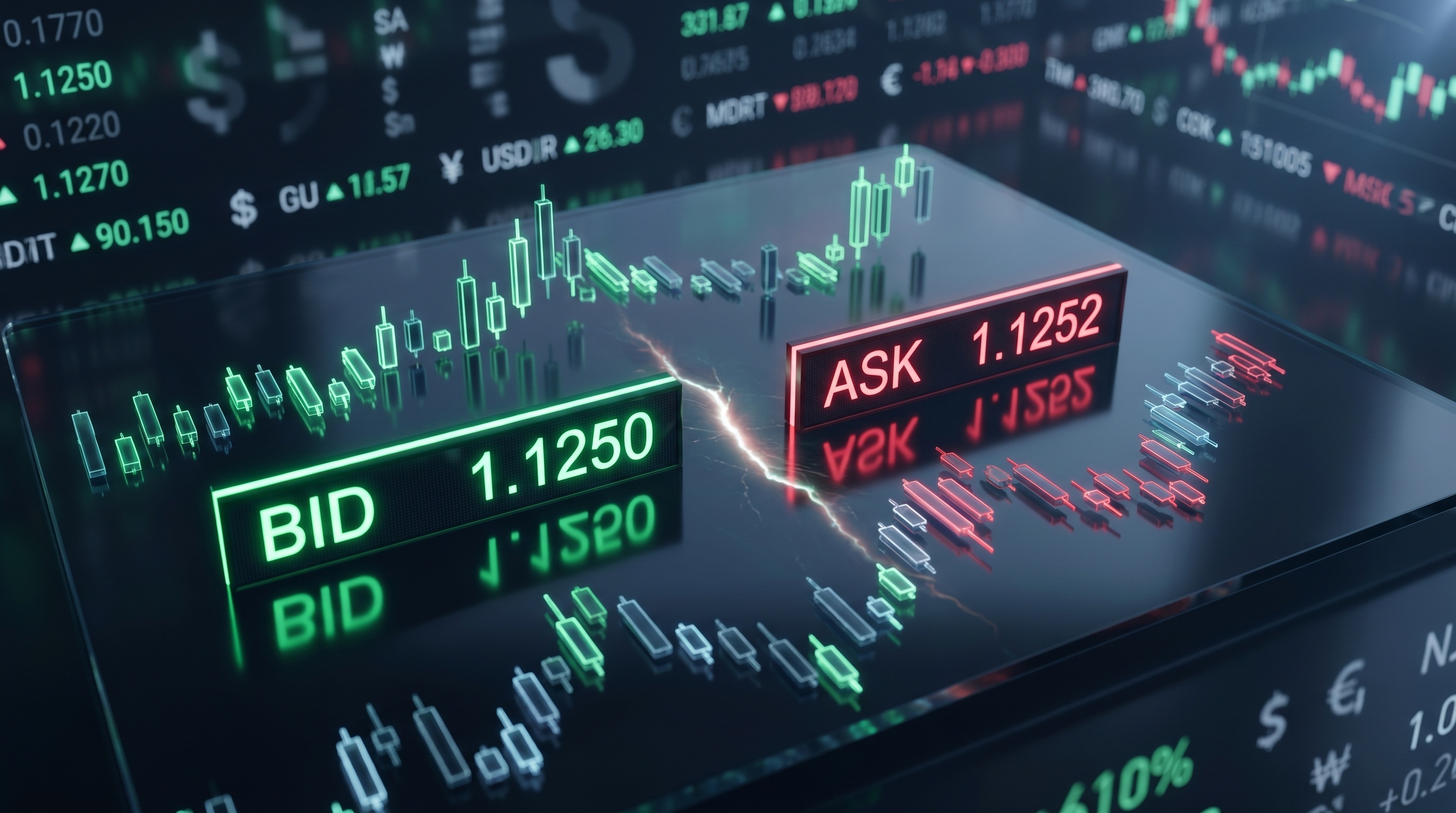 Spread en trading - Diferencia Bid/Ask - Panel de precios mostrando spread en mercados financieros